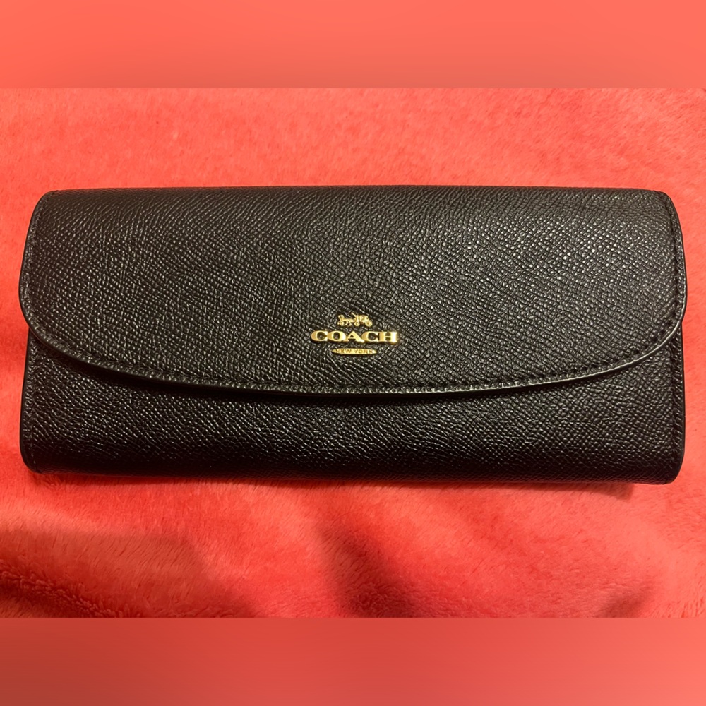Coach Black Textured Leather Clutch